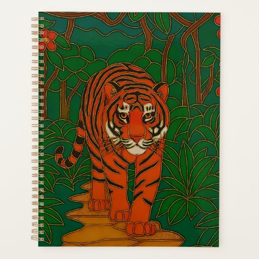 Cloisonne Kunst Tijger op het Jungle Pad Planner (Voorkant)