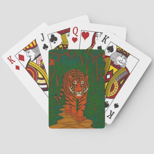 Cloisonne Kunst Tijger op het Jungle Pad Pokerkaarten (Achterkant)