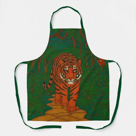 Cloisonne Kunst Tijger op het Jungle Pad Schort (Voorkant)