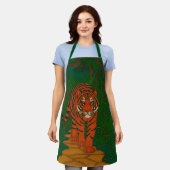 Cloisonne Kunst Tijger op het Jungle Pad Schort (Gedragen)