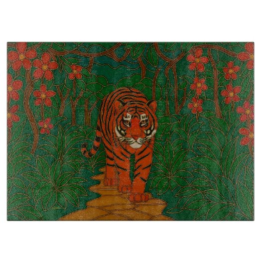 Cloisonne Kunst Tijger op het Jungle Pad Snijplank (Voorkant)