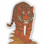 Cloisonne Kunst Tijger op het Jungle Pad Sticker (Voorkant)