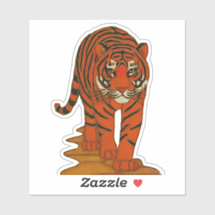 Cloisonne Kunst Tijger op het Jungle Pad Sticker