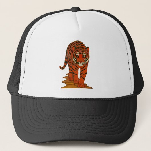 Cloisonne Kunst Tijger op het Jungle Pad Trucker Pet (Voorkant)