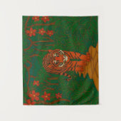 Cloisonne Kunst Tijger op het Jungle Pad Wandkleed (Voorkant)