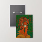 Cloisonne Kunst Tijger op het Junglepad Button (Voorkant / Achterkant)