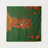 Cloisonne Kunst Tijger op het Junglepad Wandkleed (Voorkant (horizontaal))