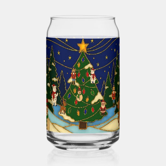 Cloisonne Kunst Whimsical Bos Klassiek Kerstmis  Blikvorm Glas (Voorkant)
