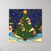 Cloisonne Kunst Whimsical Bos Klassiek Kerstmis  Canvas Afdruk (Voorkant)