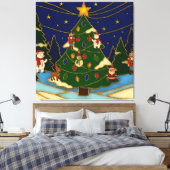Cloisonne Kunst Whimsical Bos Klassiek Kerstmis  Canvas Afdruk (Insitu (Slaapkamer))