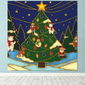 Cloisonne Kunst Whimsical Bos Klassiek Kerstmis  Canvas Afdruk (Insitu (Houten vloer))