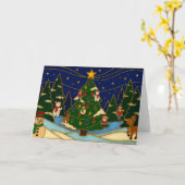 Cloisonne Kunst Whimsical Bos Klassiek Kerstmis  Kaart (Gele Bloem)