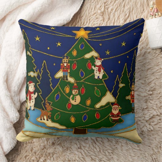 Cloisonne Kunst Whimsical Bos Klassiek Kerstmis Kussen (Deken)