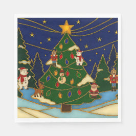Cloisonne Kunst Whimsical Bos Klassiek Kerstmis Servet