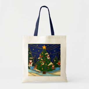 Cloisonne Kunst Whimsical Bos Klassiek Kerstmis Tote Bag