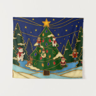 Cloisonne Kunst Whimsical Forest Klassiek Kerstmis Wandkleed