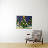 Cloisonne Kunst Whimsical Forest Klassiek Kerstmis Wandkleed (In Situ (horizontaal))