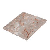 Cloisonne roos gouden bloemmotief tegel tegeltje (Zijkant)