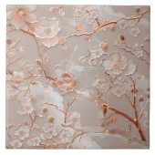 Cloisonne rose gold floral pattern tile tegeltje (Voorkant)