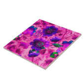 Cloisonne roze paarse bloemmotief tegel tegeltje (Zijkant)