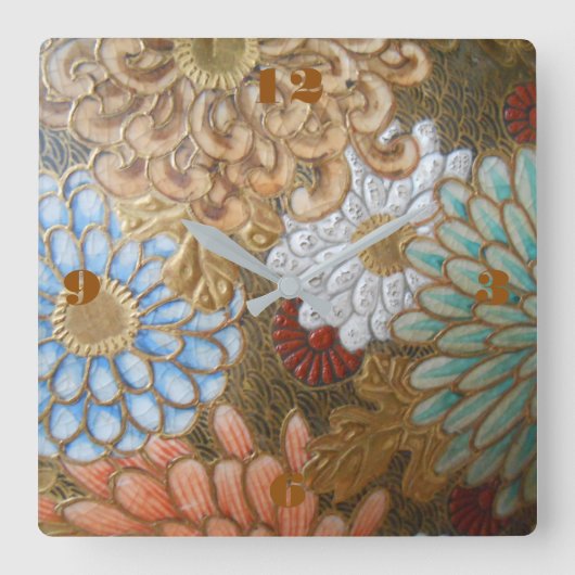 Cloisonne' Square Wall klok (Voorkant)
