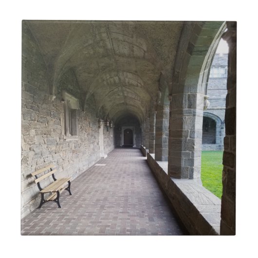 Cloister-gang met schaduwen bij Bryn Mawr Tegeltje (Voorkant)