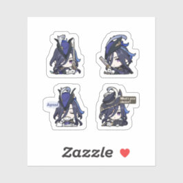 Clorinde Genshin Impact 4 stickers op een vel