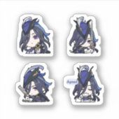 Clorinde Genshin Impact 4 stickers op één vel Extr (Voorkant)