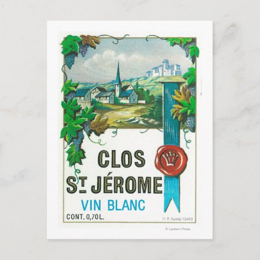 Clos St. Jermoe Wine LabelEurope Briefkaart (Voorkant)