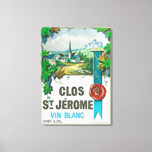 Clos St. Jermoe Wine LabelEurope Canvas Afdruk (Voorkant)