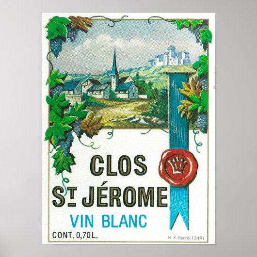 Clos St. Jermoe Wine LabelEurope Poster (Voorkant)