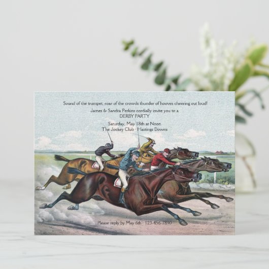 Close Finish Derby Invitation Kaart (Staand voorkant)