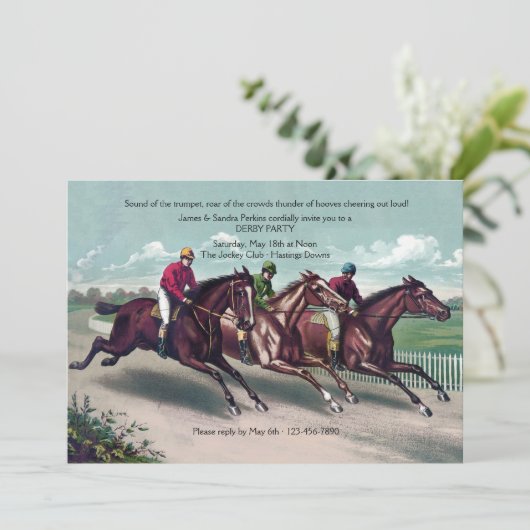 Close Race Derby Invitation Kaart (Staand voorkant)