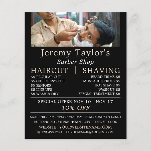 Close Shave, Mannen Barbers Adverteren Flyer (Voorkant)