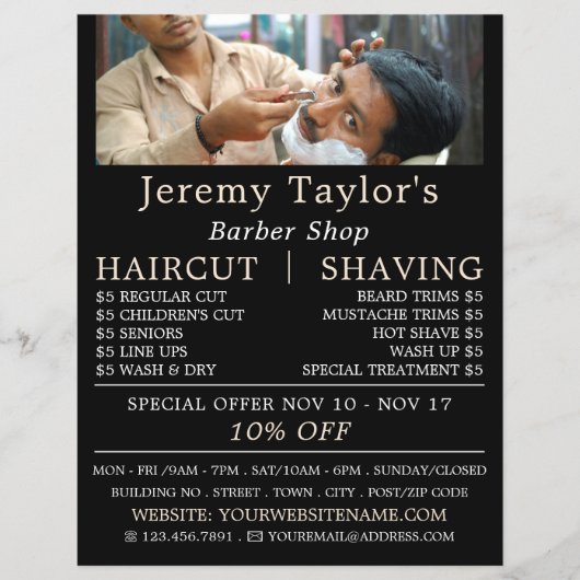 Close Shave, Mannen Barbers Adverteren Flyer (Voorkant)