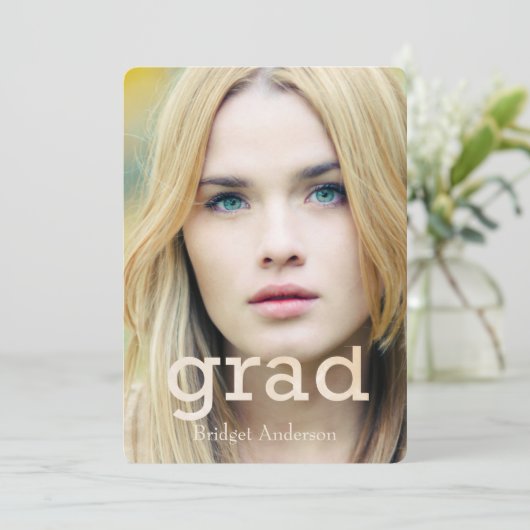 Close-up Afstuderen foto aankondiging (Staand voorkant)