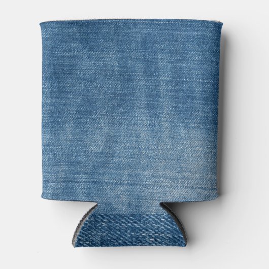 Close-up blauwe denim jeans textuur blikjeskoeler (Voorkant)