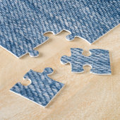 Close-up blauwe denim jeans textuur legpuzzel (Zijkant)