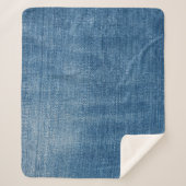 Close-up blauwe denim jeans textuur sherpa deken (Voorkant)