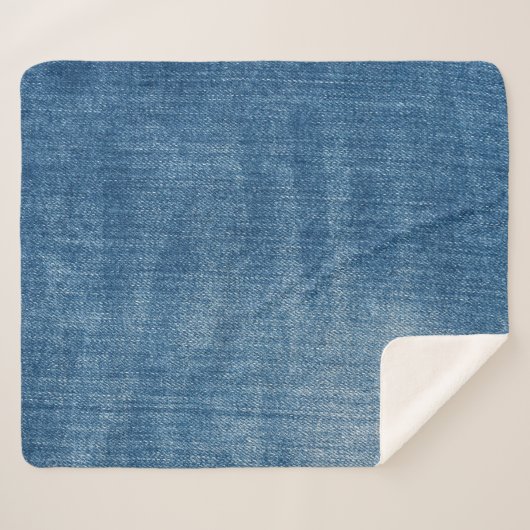 Close-up blauwe denim jeans textuur sherpa deken (Voorkant (horizontaal))