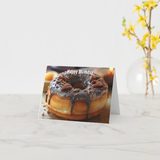 Close-up chocolade geglazuurde donut kaart (Gele Bloem)