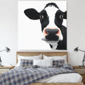 Close-Up Cow Curiosity Canvas Afdruk (Insitu (Slaapkamer))