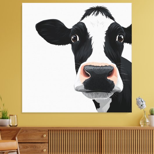 Close-Up Cow Curiosity Canvas Afdruk (Insitu (Woonkamer))