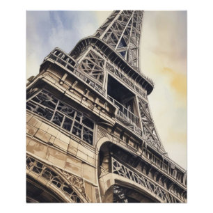 Close-up Eiffeltoren Parijs Love City Travel Foto Afdruk