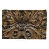 Close-up eiken houtsnijwerk: timmerwerk detail kussensloop (Achterkant)