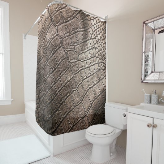 Close-up Elegant leer: gestructureerd patroon Douchegordijn (In situ)