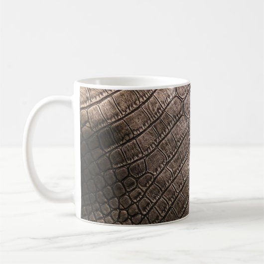 Close-up Elegant leer: gestructureerd patroon Koffiemok (Links)