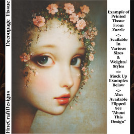 Close Up Floral Girl Vintage Canvas FF7R Decoupage Tissuepapier