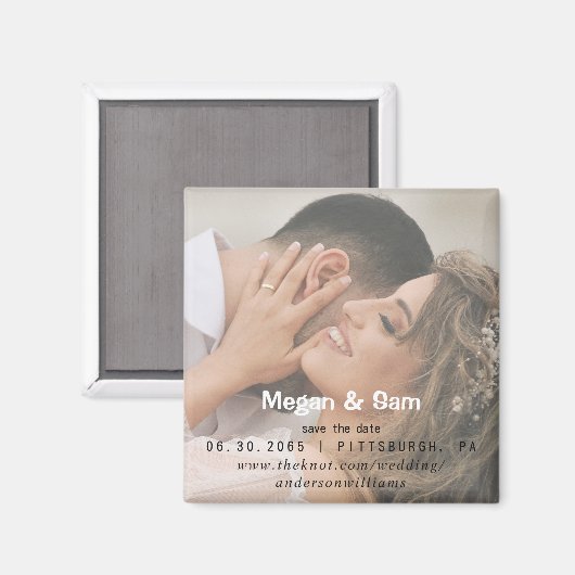 Close-up foto bruiloft Opslaan van de datum plein Magneet (Voorkant / Achterkant)