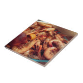 Close-up foto van gekookte garnalen tegeltje (Zijkant)